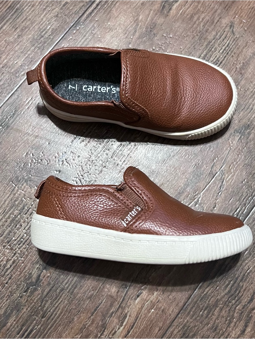Carter's Brown Leather-Look Slip-On Sneakers for Kids